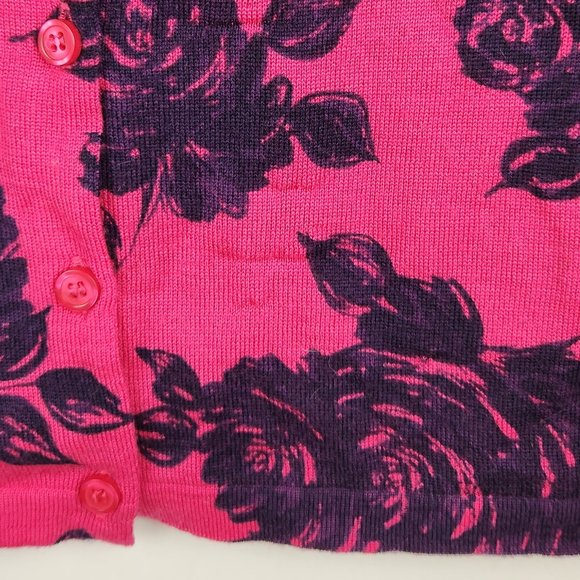Garnet Hill 100% Merino Wool Lightweight Floral Button Front Cardigan M Flawed - Picture 7 of 9